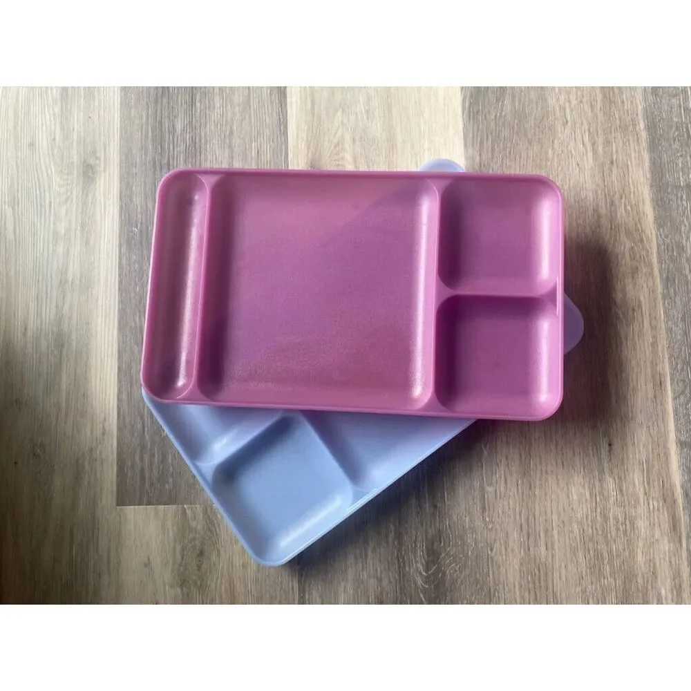 Tupperware Divided Food Lunch Trays Set of 2 Pastel Translucent Colors #1535